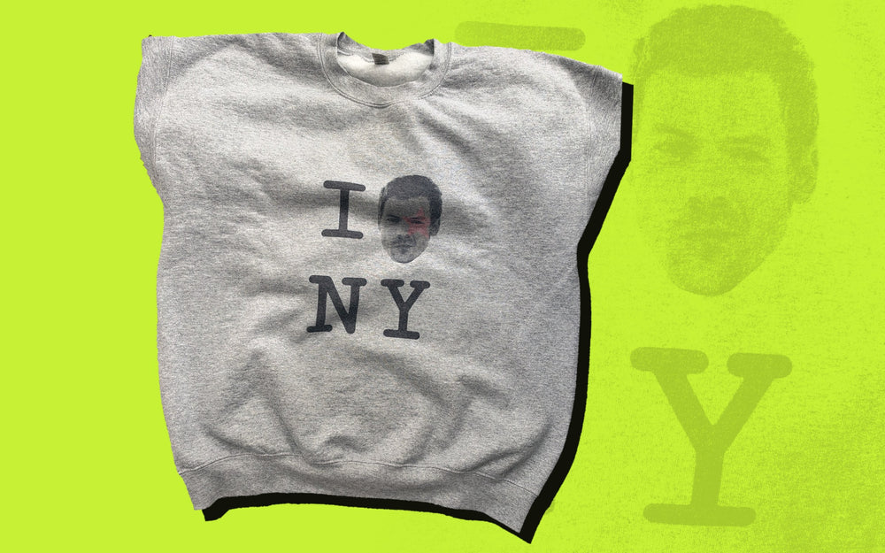 I Harry NY crewneck sweatshirt on lime, printed in the East Village shop